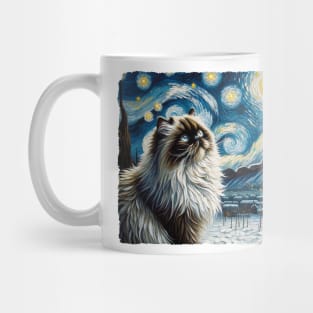 Himalayan Cat Starry Night Inspired - Artistic Cat Mug